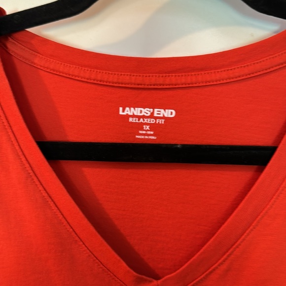 Women's Plus Size Relaxed Supima Cotton Long Sleeve V-Neck T-Shirt - Orange - 1X - Picture 2 of 4